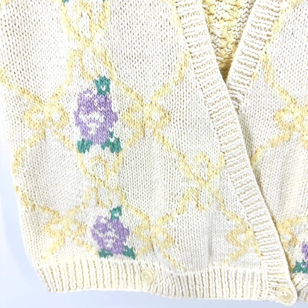 Vintage Sweater Vest Womens Medium Grandma Floral Wrap Cottage Fairy Whimsy NWT - Picture 2 of 10